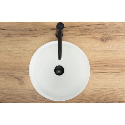 REA-U0601 - Umyvadlo na desku DELIA 36 cm lesklá bílá/imitace kamene