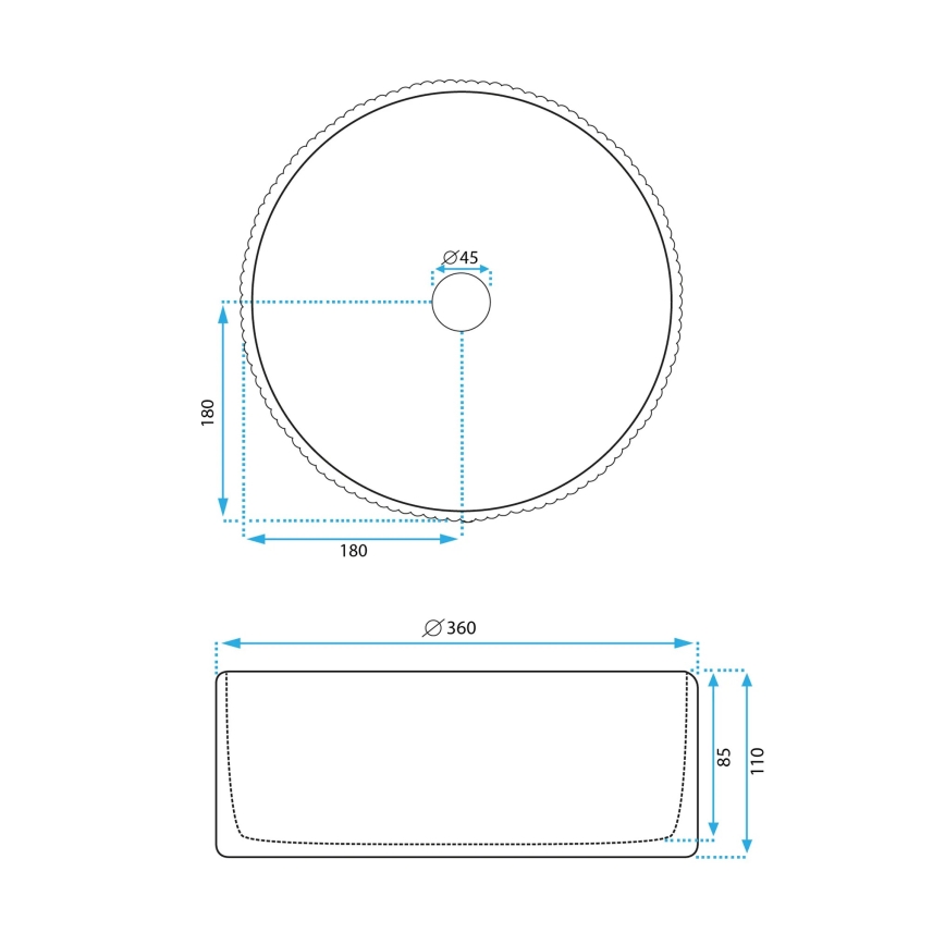 REA-U0601 - Umyvadlo na desku DELIA 36 cm lesklá bílá/imitace kamene