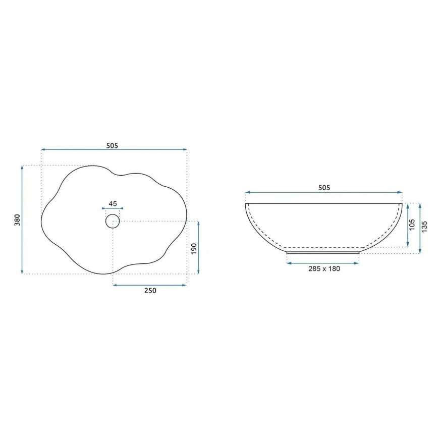 REA-U0617 - Umyvadlo na desku PEARL 38x50,5 cm keramika/béžová/imitace kamene