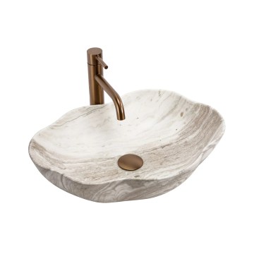 REA-U0618 - Umyvadlo na desku PEARL 38x50,5 cm keramika/béžová/imitace kamene