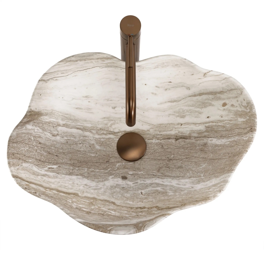 REA-U0618 - Umyvadlo na desku PEARL 38x50,5 cm keramika/béžová/imitace kamene