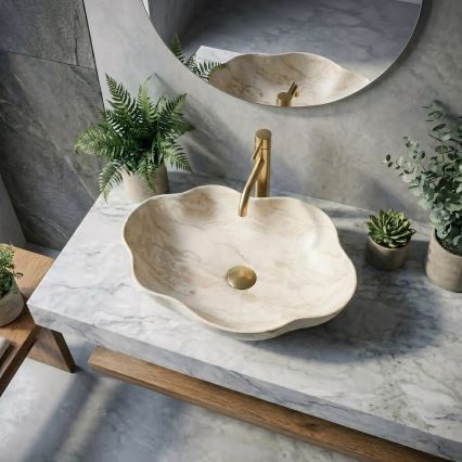 REA-U0619 - Umyvadlo na desku PEARL 38x50,5 cm keramika/béžová