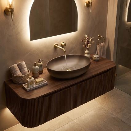 REA-U0627 - Umyvadlo na desku CAROLA 39x51,5 cm keramika/béžová/hnědá