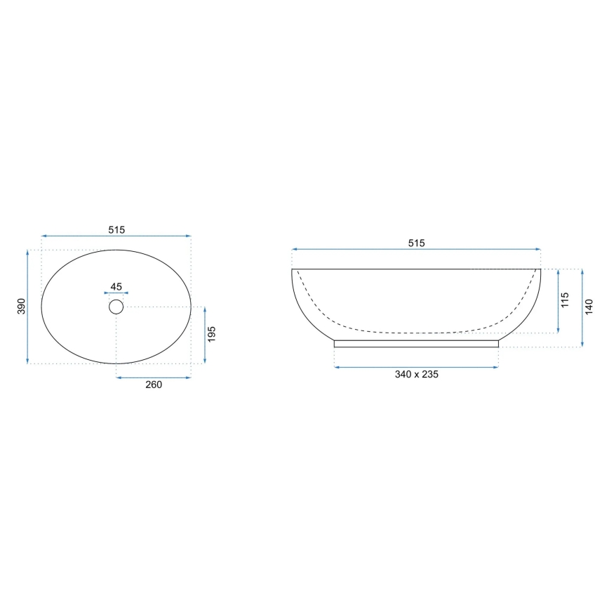 REA-U0627 - Umyvadlo na desku CAROLA 39x51,5 cm keramika/béžová/hnědá