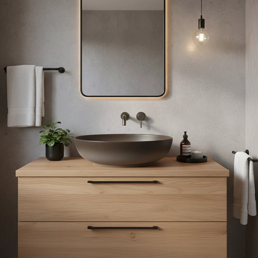 REA-U0627 - Umyvadlo na desku CAROLA 39x51,5 cm keramika/hnědá