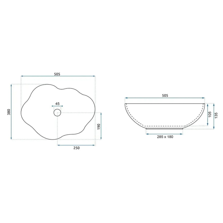 REA-U0629 - Umyvadlo na desku PEARL 38x50,5 cm keramika/hnědá
