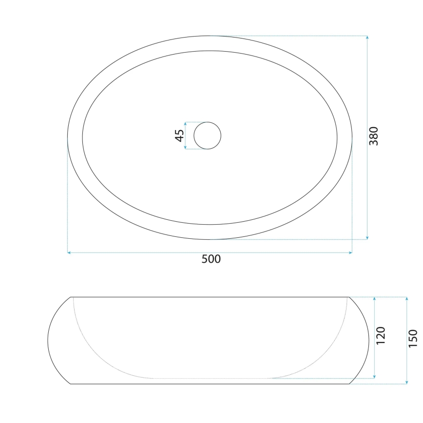 REA-U0634 - Umyvadlo na desku MIKA GABRO 38x50 cm černá/imitace kamene