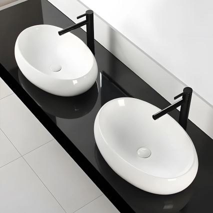 REA-U0656 - Umyvadlo na desku MELANIA 40,5x60 cm keramika/lesklá bílá