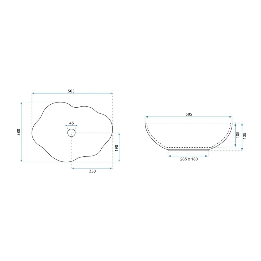 REA-U0696 - Umyvadlo na desku PEARL 38x50,5 cm keramika/lesklá bílá/zlatá