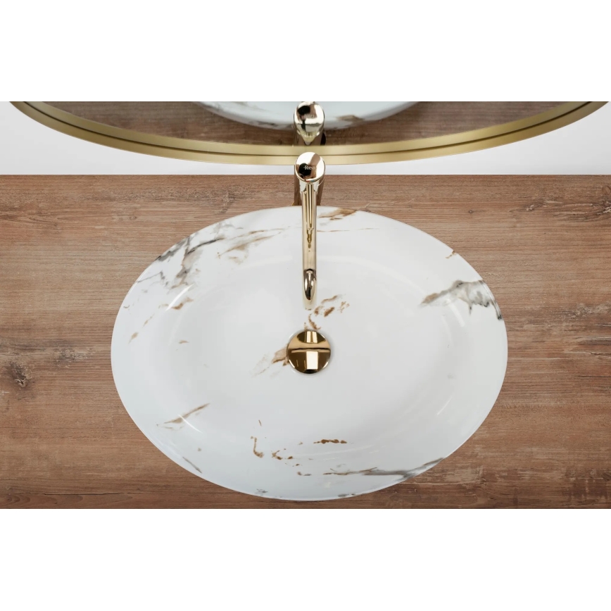 REA-U1232 - Umyvadlo na desku QUEEN 41,5x55 cm keramika/imitace kamene