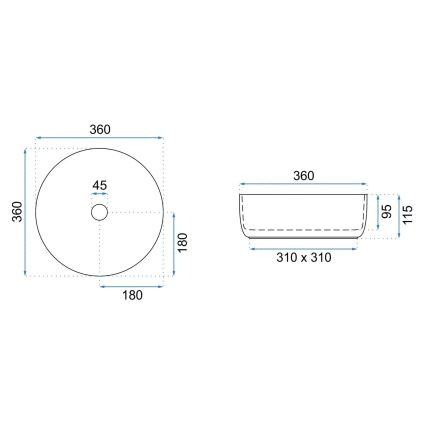 REA-U3303 - Umyvadlo na desku SAMI pr. 37 cm keramika/bílá/zlatá