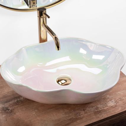 REA-U3309 - Umyvadlo na desku PEARL 38x50,5 cm keramika/pestrobarevná