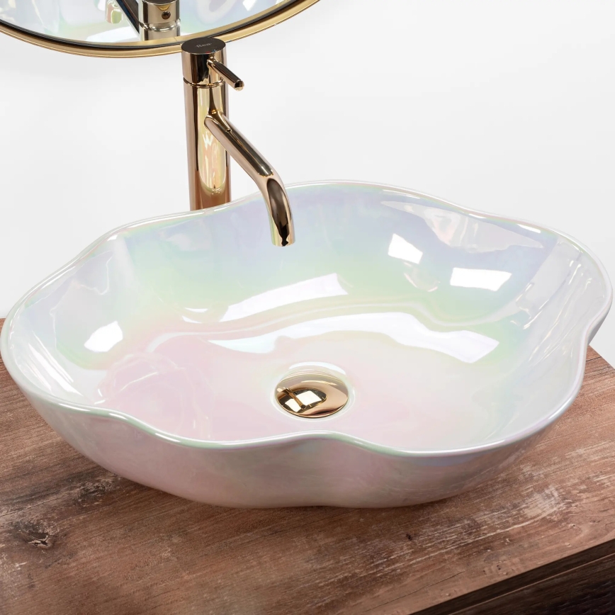 REA-U3309 - Umyvadlo na desku PEARL 38x50,5 cm keramika/pestrobarevná
