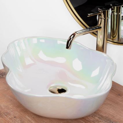 REA-U3309 - Umyvadlo na desku PEARL 38x50,5 cm keramika/pestrobarevná