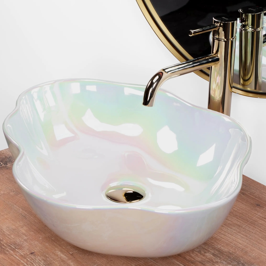 REA-U3309 - Umyvadlo na desku PEARL 38x50,5 cm keramika/pestrobarevná