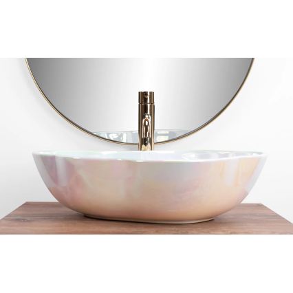 REA-U3309 - Umyvadlo na desku PEARL 38x50,5 cm keramika/pestrobarevná