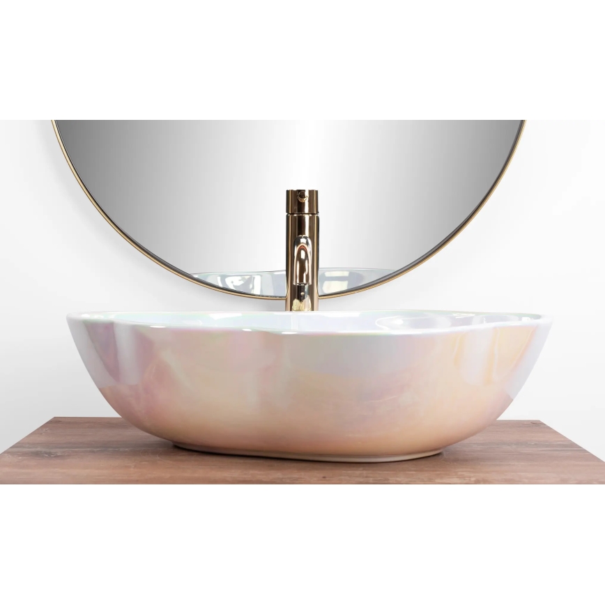 REA-U3309 - Umyvadlo na desku PEARL 38x50,5 cm keramika/pestrobarevná