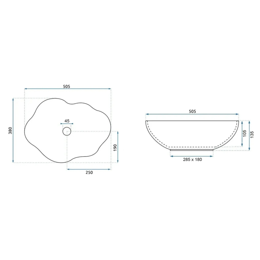 REA-U3309 - Umyvadlo na desku PEARL 38x50,5 cm keramika/pestrobarevná