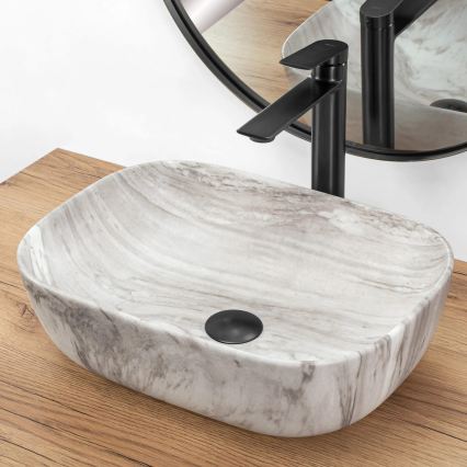 REA-U3324 - Umyvadlo na desku BELINDA 33x46 cm keramika/šedá/imitace kamene
