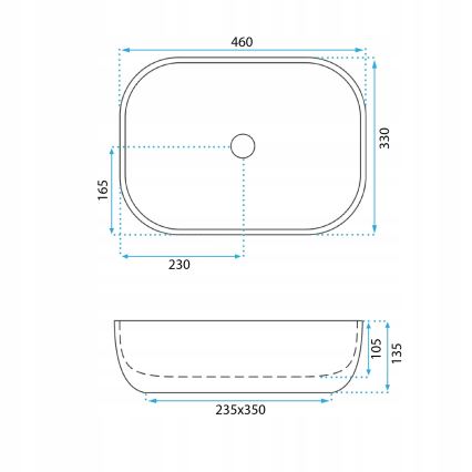 REA-U3324 - Umyvadlo na desku BELINDA 33x46 cm keramika/šedá/imitace kamene