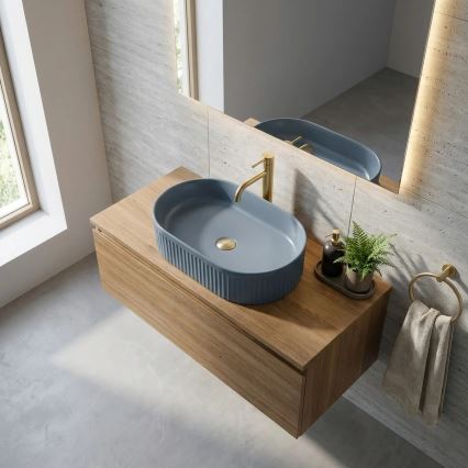 REA-U3535 - Umyvadlo na desku VANDA 31x49 cm keramika/tmavě modrá