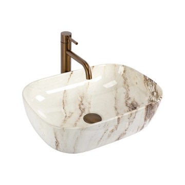 REA-U3601 - Umyvadlo na desku BELINDA 33x46,5 cm keramika/béžová/imitace kamene