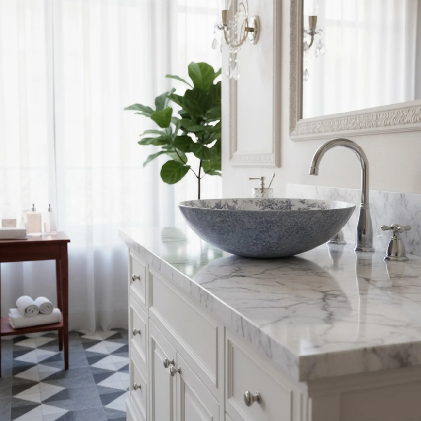 REA-U3608 - Umyvadlo na desku JULIANA 40 cm keramika/bílá/modrá