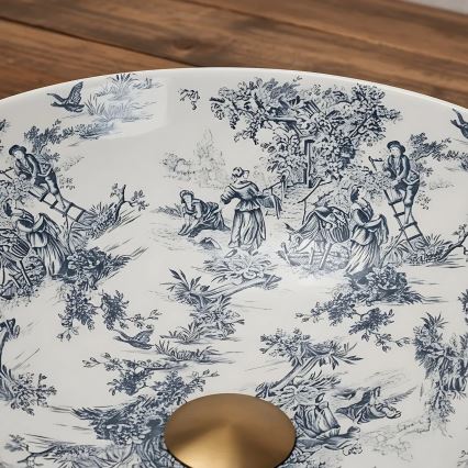 REA-U3608 - Umyvadlo na desku JULIANA 40 cm keramika/bílá/modrá