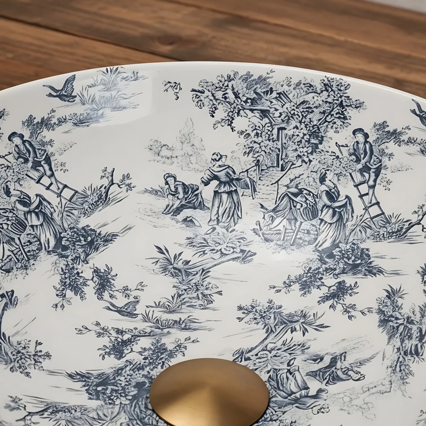 REA-U3608 - Umyvadlo na desku JULIANA 40 cm keramika/bílá/modrá