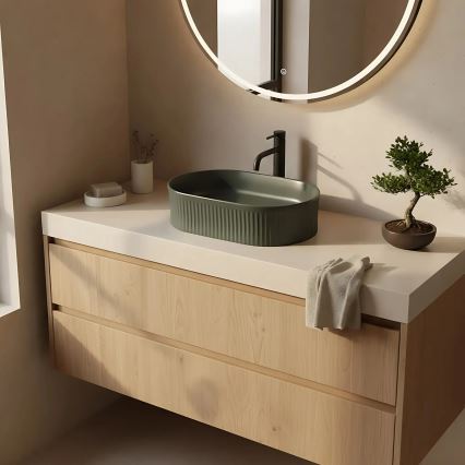 REA-U3611 - Umyvadlo na desku VANDA 31x49 cm keramika/tmavě zelená