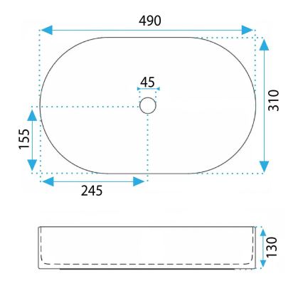 REA-U3611 - Umyvadlo na desku VANDA 31x49 cm keramika/tmavě zelená