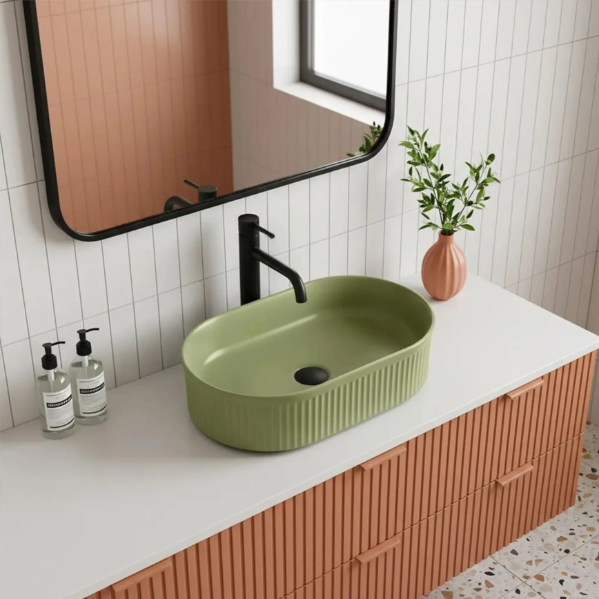 REA-U3612 - Umyvadlo na desku VANDA 31x49 cm keramika/zelená