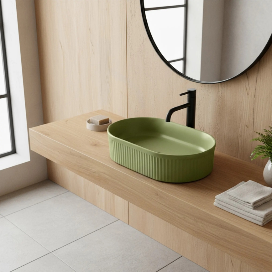 REA-U3612 - Umyvadlo na desku VANDA 31x49 cm keramika/zelená