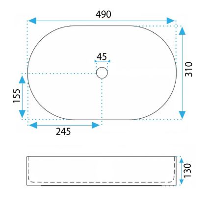 REA-U3612 - Umyvadlo na desku VANDA 31x49 cm keramika/zelená