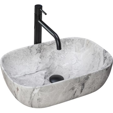 REA-U3800 - Umyvadlo na desku LIVIA 33,5x46,5 cm keramika/šedá/imitace kamene