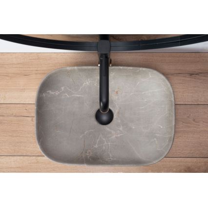 REA-U3802 - Umyvadlo na desku LIVIA 33,5x46,5 cm keramika/šedá/dekor mramoru