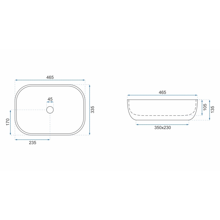 REA-U3802 - Umyvadlo na desku LIVIA 33,5x46,5 cm keramika/šedá/dekor mramoru