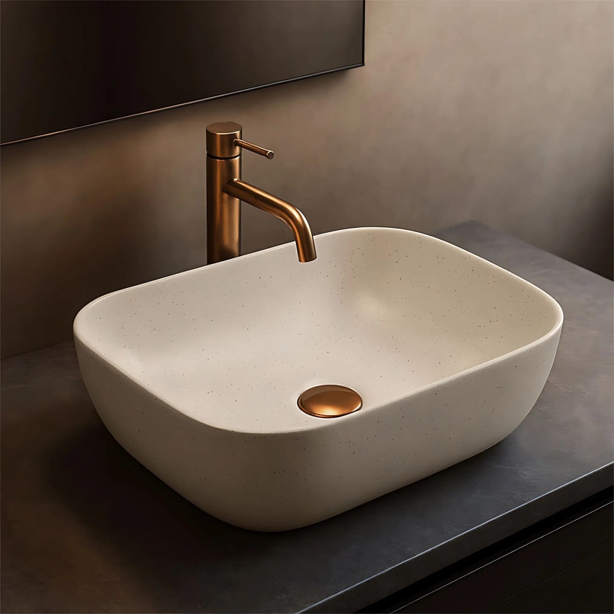 REA-U4000 - Umyvadlo na desku BELINDA 33x46,5 cm keramika/imitace kamene