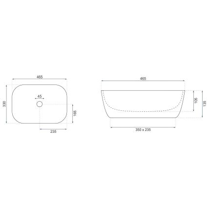REA-U4000 - Umyvadlo na desku BELINDA 33x46,5 cm keramika/imitace kamene