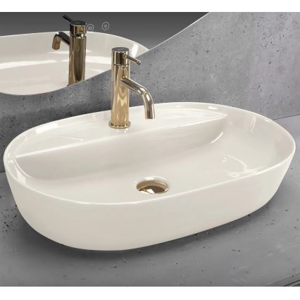 REA-U4589 - Umyvadlo na desku AURA 41x61 cm keramika/lesklá krémová