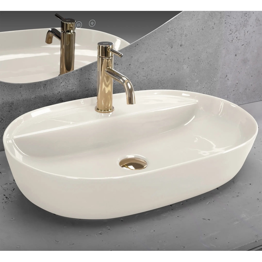 REA-U4589 - Umyvadlo na desku AURA 41x61 cm keramika/lesklá krémová