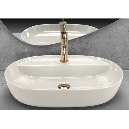 REA-U4589 - Umyvadlo na desku AURA 41x61 cm keramika/lesklá krémová