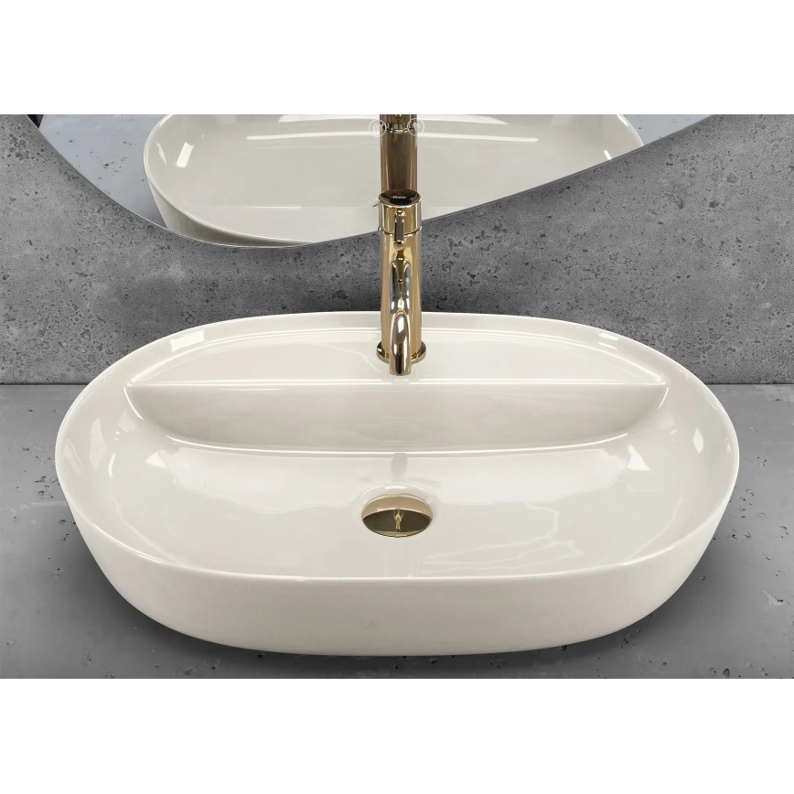 REA-U4589 - Umyvadlo na desku AURA 41x61 cm keramika/lesklá krémová
