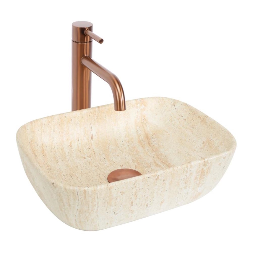 REA-U4700 - Umyvadlo na desku BELINDA 25x36 cm keramika/béžová/imitace kamene
