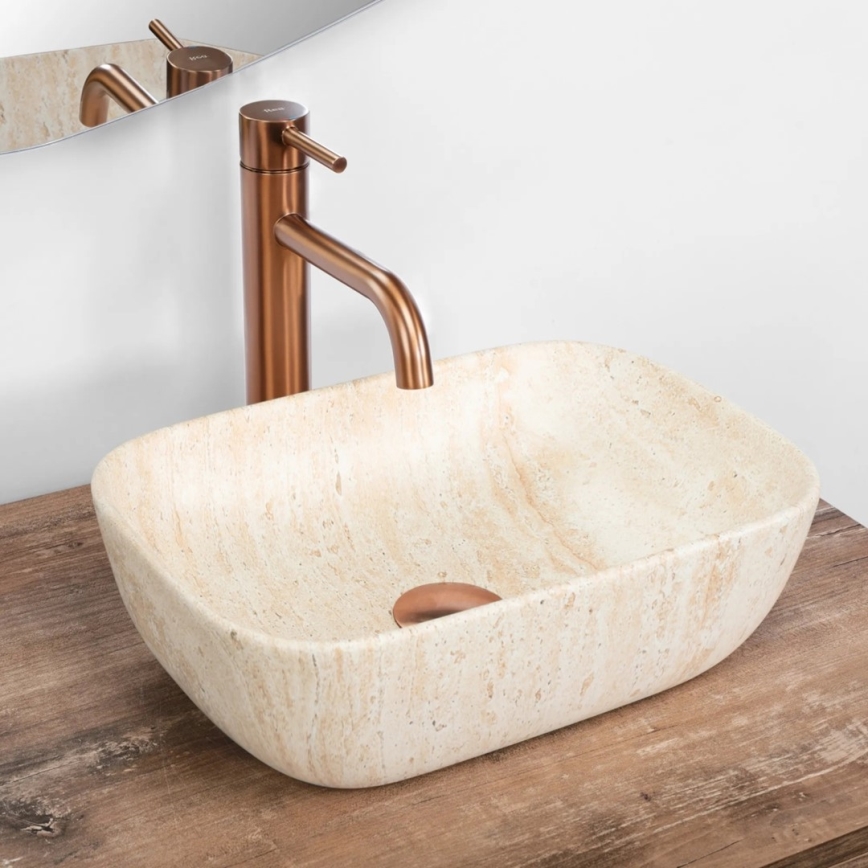 REA-U4700 - Umyvadlo na desku BELINDA 25x36 cm keramika/béžová/imitace kamene