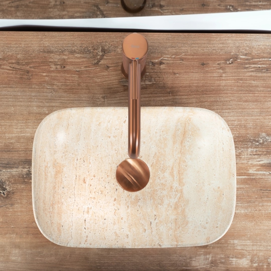 REA-U4700 - Umyvadlo na desku BELINDA MINI  25x36 cm keramika/béžová/imitace kamene