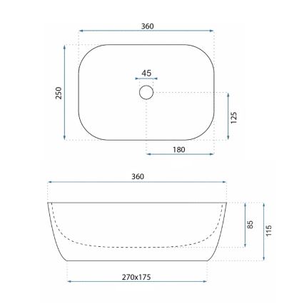 REA-U4700 - Umyvadlo na desku BELINDA MINI  25x36 cm keramika/béžová/imitace kamene