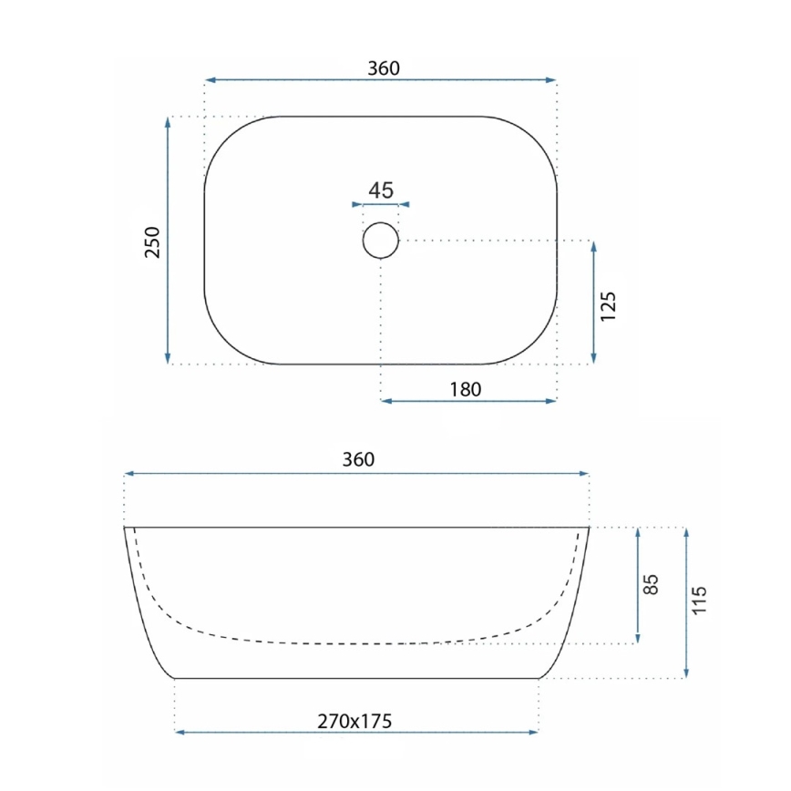REA-U4700 - Umyvadlo na desku BELINDA MINI  25x36 cm keramika/béžová/imitace kamene