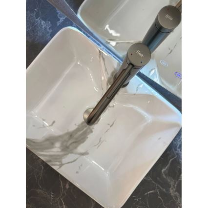 REA-U5052 - Umyvadlo na desku KELLY 38x49 cm keramika/bílá/dekor mramoru