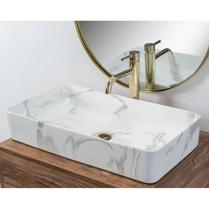 REA-U5896 - Umyvadlo na desku DENIS 35x61,5 cm keramika/dekor mramoru